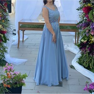 Dusty blue bridesmaid dress
